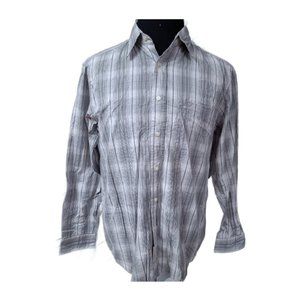Wrangler Jeans Co Est 1947 Men Medium Grey Plaid Long Sleeve Button Up Shirt